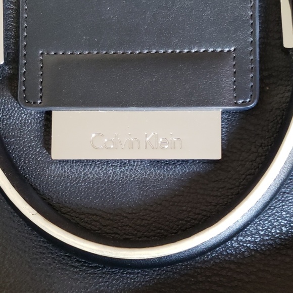 EUC Calvin Klein black/white leather tote bag - Picture 3 of 8